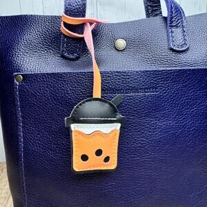 Thai Tea Boba Tea Bag Charm NEW Cute Purse Charm Coffee Tea Boba Lover
